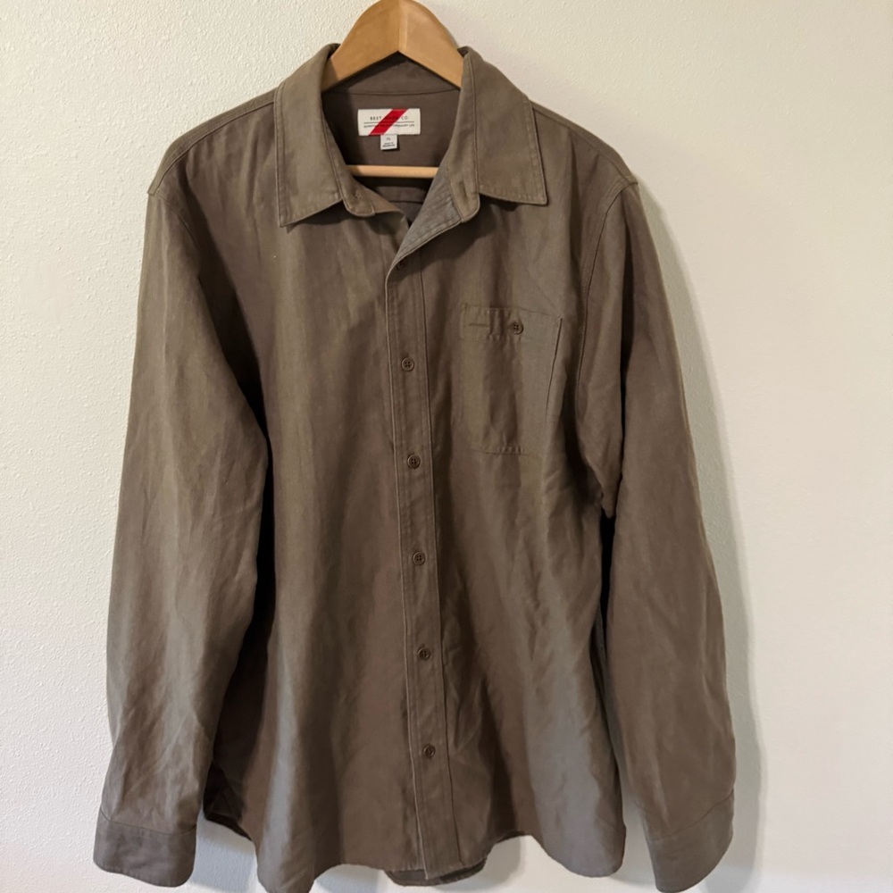 Duluth Trading Best Made Co Wool Cotton Blend Long Sleeve Work Shirt Brown-XL